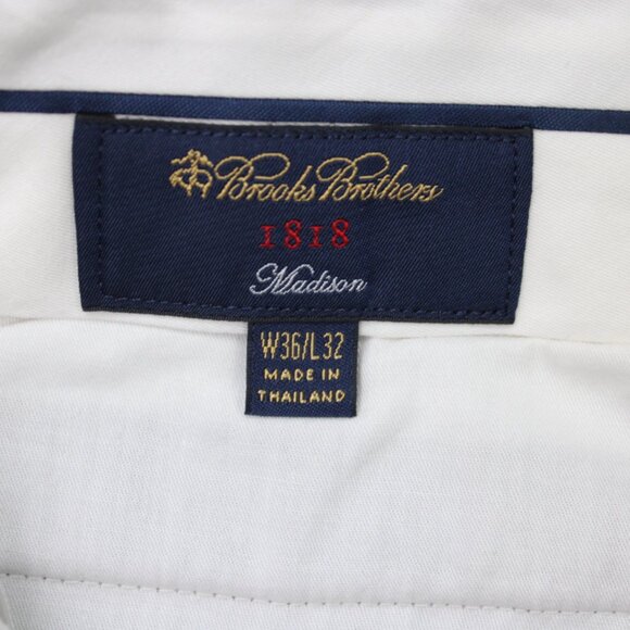 Brooks Brothers 1818 Dress Pants Mens 36x32 Beige Madison 100% Wool Flat Front - Picture 10 of 12
